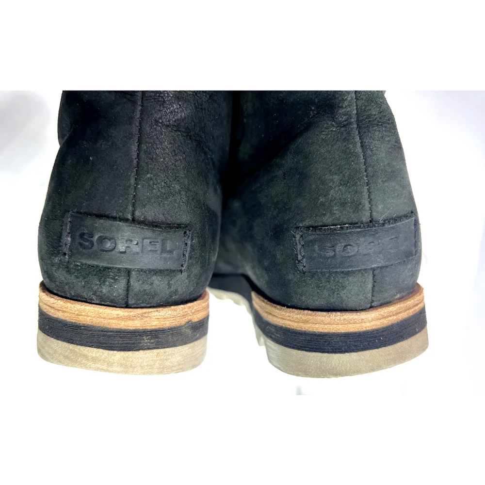 Sorel Boots Ankle Lug Boots Hiking Black Size 8 Suede Sneakchic Water Proof - Picture 8 of 14
